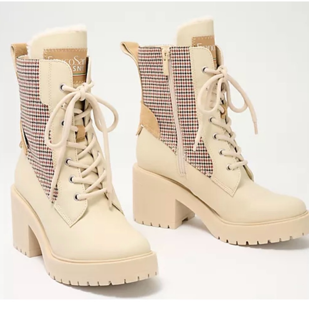 Franco Sarto Dizzy chunky lace up heeled boots